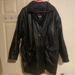 Stratojac Black Biker Oversized Moto Biker Leather Jacket Womens Size Medium